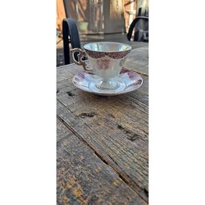 Vintage purple White & Gold Iridescent Tea Cup & Saucer